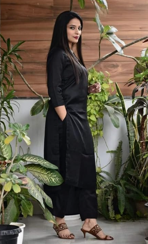 Rayon Plain Kurta Pant Set for Women and Girls